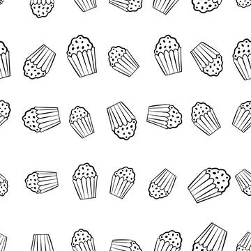 Doodle popcorn vector icon pattern Stock Illustration
