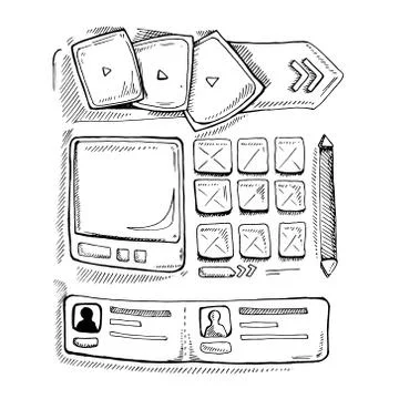 Doodle portfolio wireframe Stock Illustration