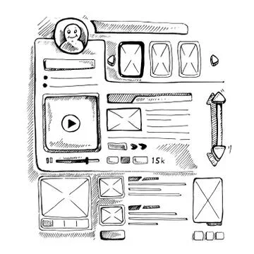 Doodle portfolio wireframe Stock Illustration