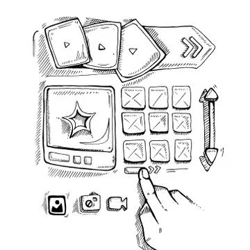 Doodle portfolio wireframe Stock Illustration