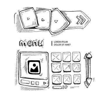 Doodle portfolio wireframe Stock Illustration