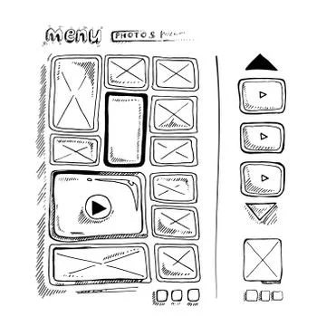 Doodle portfolio wireframe Stock Illustration