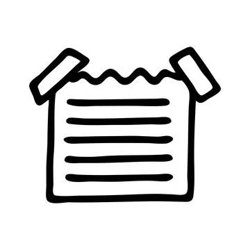 Doodle Post Note icon, paper piece with adhesive tape stripes Stock Illustration