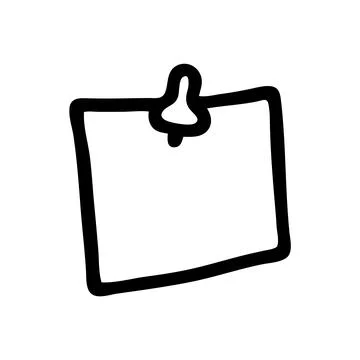 Doodle Post Note icon, paper piece with a pin Illustrazione stock