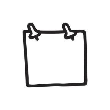 Doodle Post Note icon, paper piece with a pin Illustrazione stock