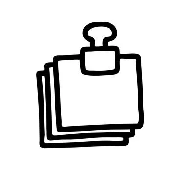 Doodle Post Note icon, paper piece with a pin Illustrazione stock