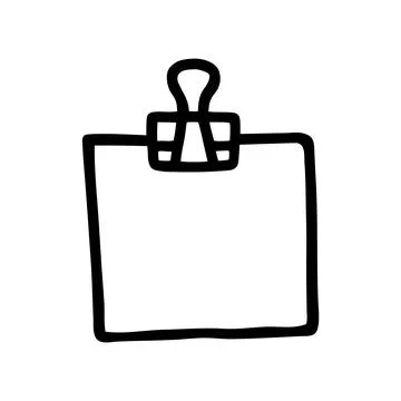 Doodle Post Note icon, paper piece with a pin Stock Illustration