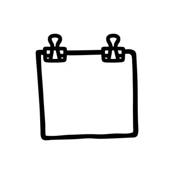Doodle Post Note icon, paper piece with a pin Stock Illustration
