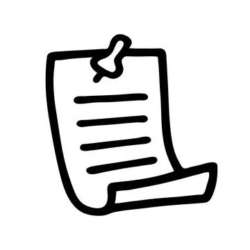 Doodle Post Note icon, paper piece with a pin 스톡 일러스트