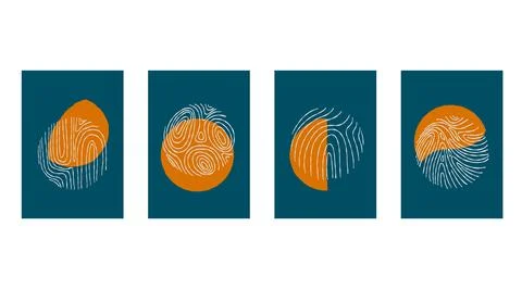 Doodle poster set, Creative minimalist hand painted Abstract art background.. Stock Illustration
