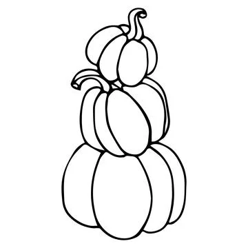 Doodle pumpkin tower. Hand-drawn autumn decoration Stock Illustration