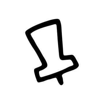 Doodle Push Pin or thumb tack icon. Line art style graphic design element Illustrazione stock