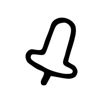 Doodle Push Pin or thumb tack icon. Line art style graphic design element Illustrazione stock