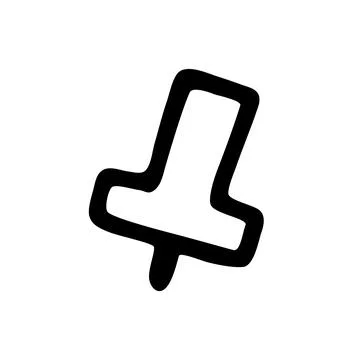 Doodle Push Pin or thumb tack icon. Line art style graphic design element Stock Illustration