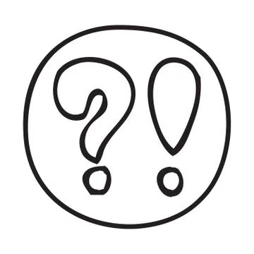 Doodle Question and Exclamation Mark icon Stock Illustration