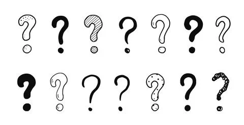 Doodle question sign mark set. Hand drawn sketch style ask sign, question mark Stock Illustration
