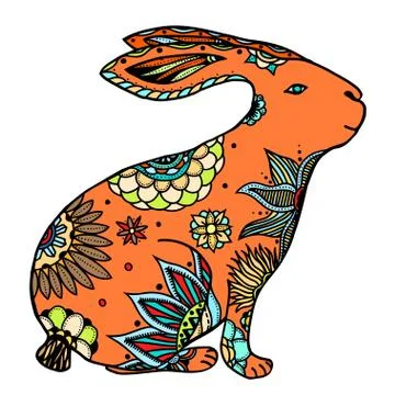 Doodle rabbit illustration 스톡 일러스트