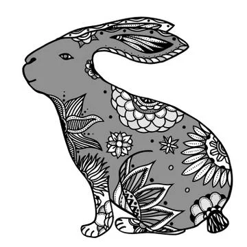 Doodle rabbit illustration Stock Illustration