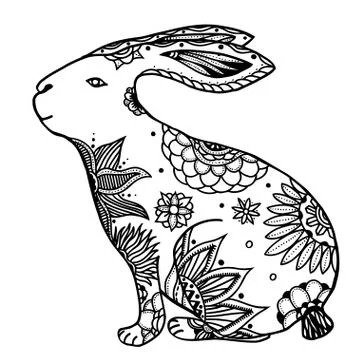 Doodle rabbit illustration Stock Illustration