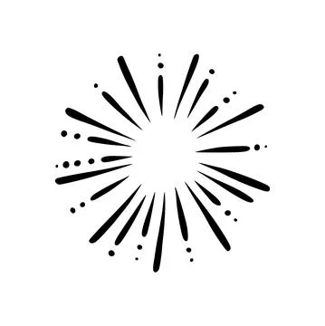 Doodle radial firework. Shiny forework with beams for parties and celebrations Stock Illustration