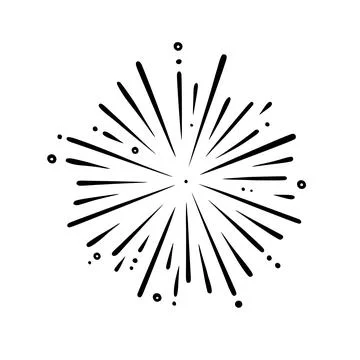 Doodle radial firework. Shiny forework with beams for parties and celebrations Stock Illustration