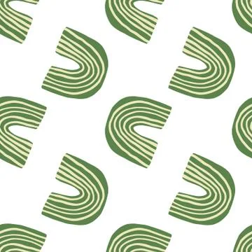 Doodle rainbow shapes seamless pattern on white background. Abstract elements Illustrazione stock