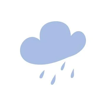 Doodle raining cloud design element. Isolated on White Background. Stock Illustration