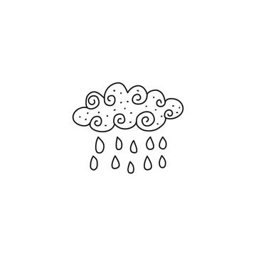 Doodle rainy cloud with swirls. Stock Illustration