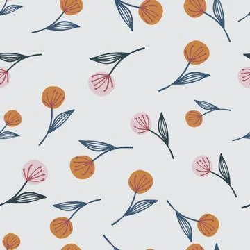 Doodle random dandelion on seamless pattern. Light green background. Botanica 스톡 일러스트
