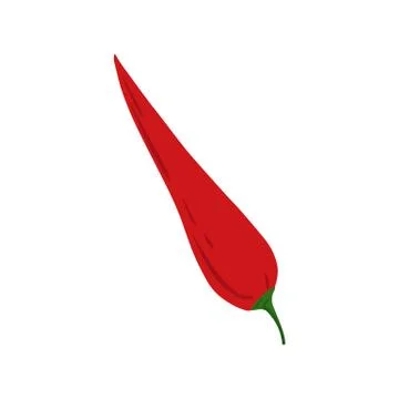 Doodle red chilli isolated on white background. Cayenne pepper vegetable in h Stock Illustration