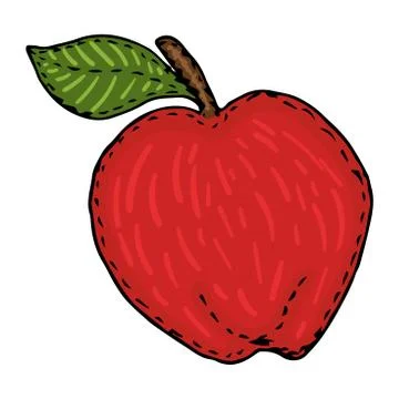 Doodle red toy apple Stock Illustration