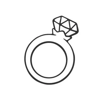 Doodle of ring with a diamond Stock Illustration