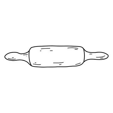 Doodle rolling pin in hand drawn style. Sketch vector illustration of wood do Stock Illustration