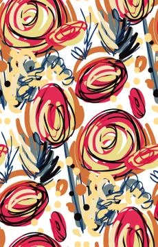 Doodle rose colorful vector design flower art painting decoration wallpaper s Stock Illustration