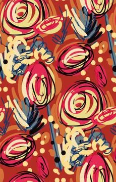 Doodle rose colorful vector design flower art painting decoration wallpaper s Stock Illustration