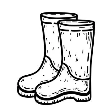 Doodle rubber boots isolated on a white background Stock Illustration