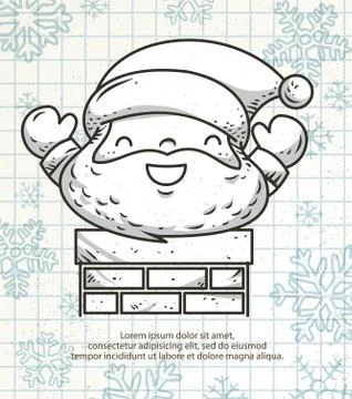 Doodle santa in chimney Stock Illustration