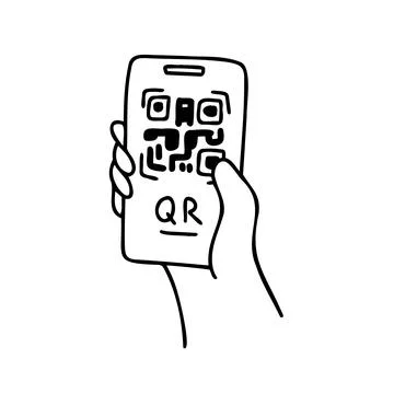 Doodle scan qr code illustration vector isolated background. hand drawn line 库存插图