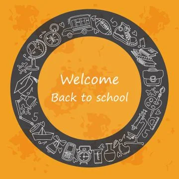 Doodle school icons Stock Illustration
