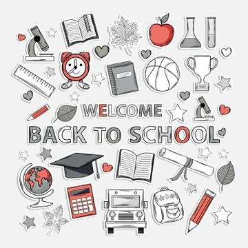 Doodle school Illustrazione stock