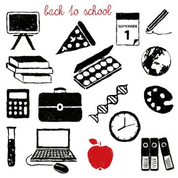 Doodle school images Illustrazione stock