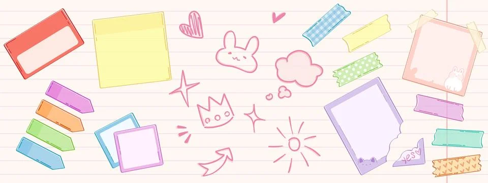 Doodle school memo sticker note. Text frame shape Illustrazione stock