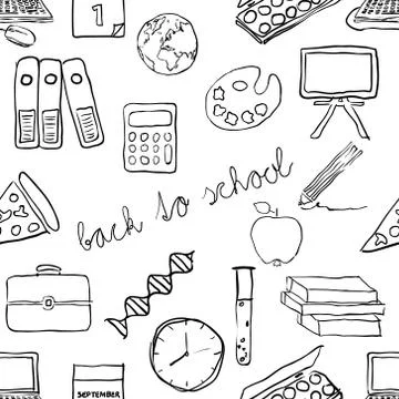 Doodle school seamless pattern Stock Illustration