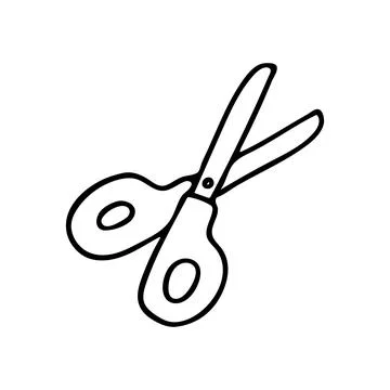 Doodle scissors isolated on white background. Stock Illustration