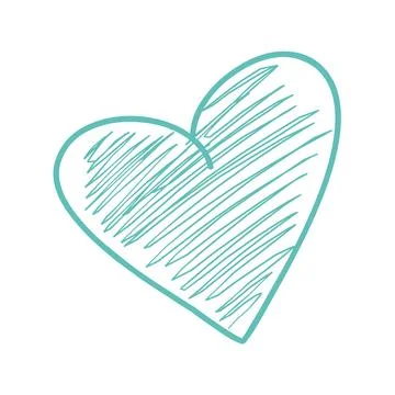Doodle Scribble Blue Heart Icon Stock Illustration