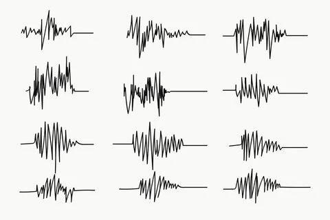 Doodle Scribble Heart Rate Drawing Line Collection. Vector illustration Stock Illustration