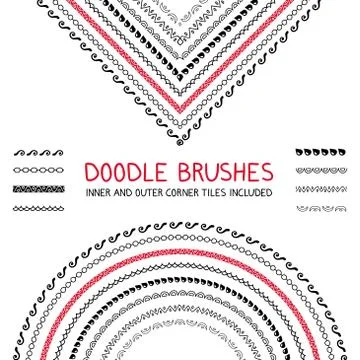 Doodle seamless brushes hand drawn with marker Stock Illustration