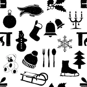 Doodle seamless christmas pattern Stock Illustration