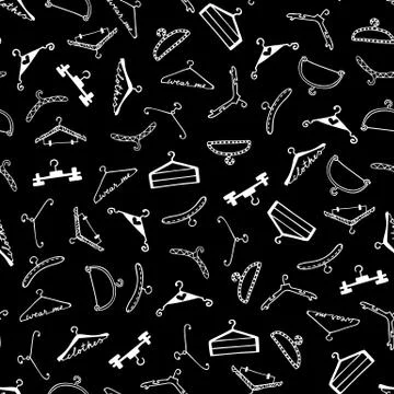 Doodle seamless clothes hangers pattern Stockillustratie
