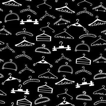Doodle seamless clothes hangers pattern Stock Illustration